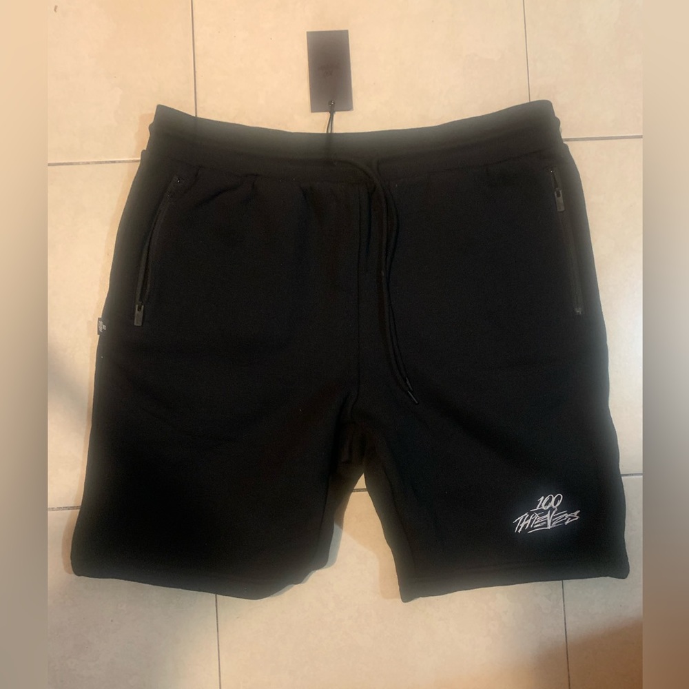 100 Thieves Shorts Athleisure Lounge Black Sweatpants Branded Casual 2XL